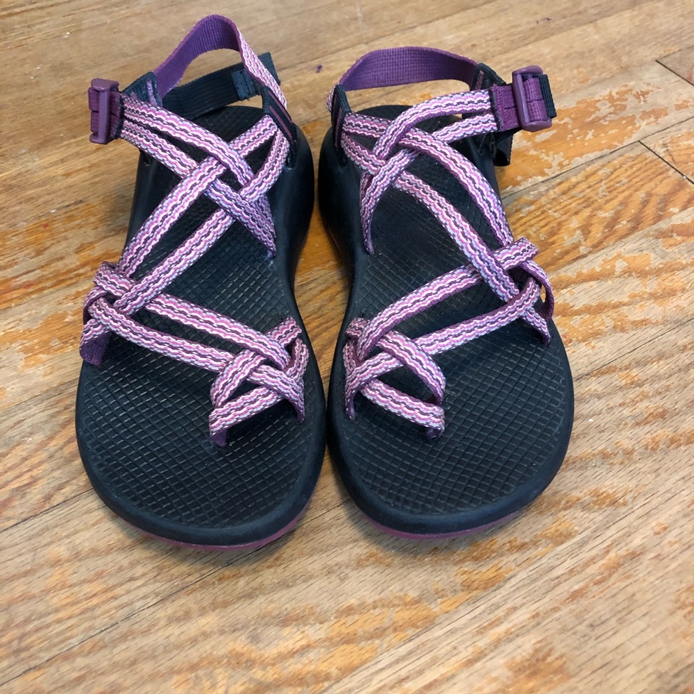 Two strap Chacos (pink/purple patterned straps)